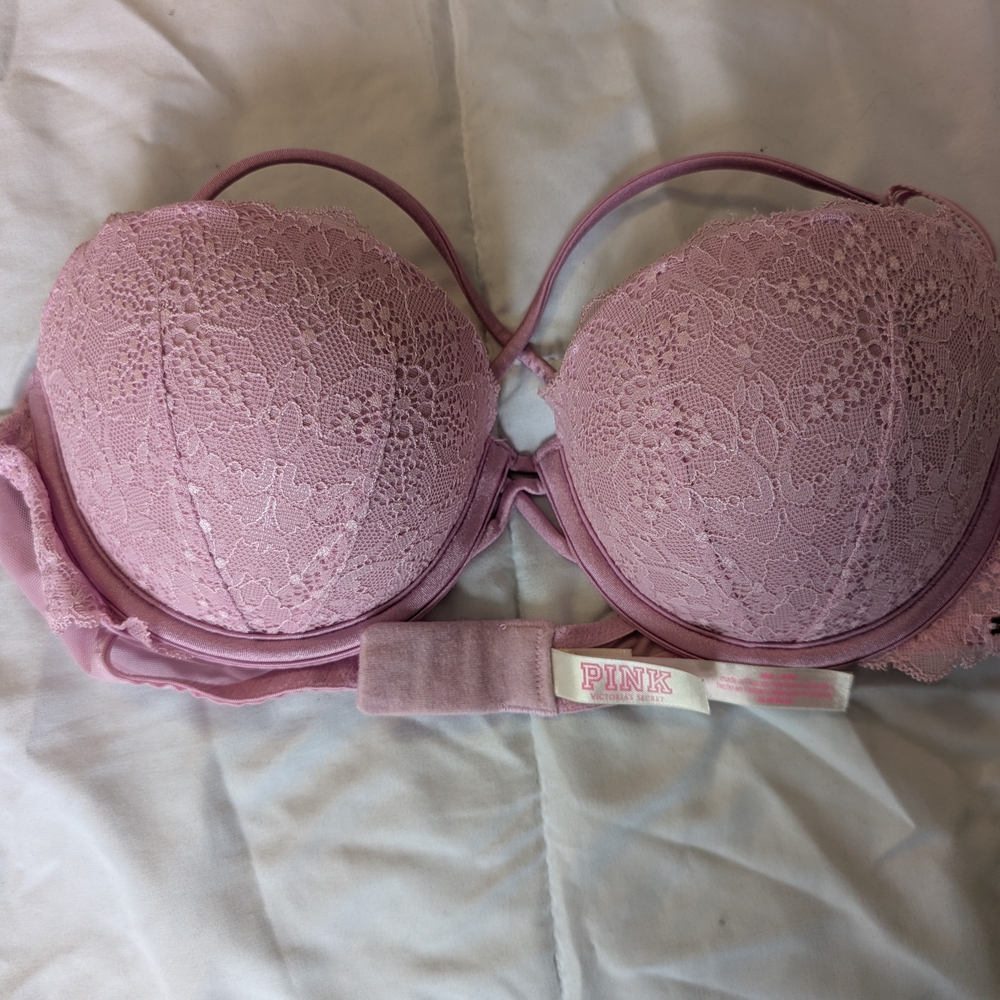 PINK Victoria's Secret Light Pink Lace Bra - Picture 3 of 4